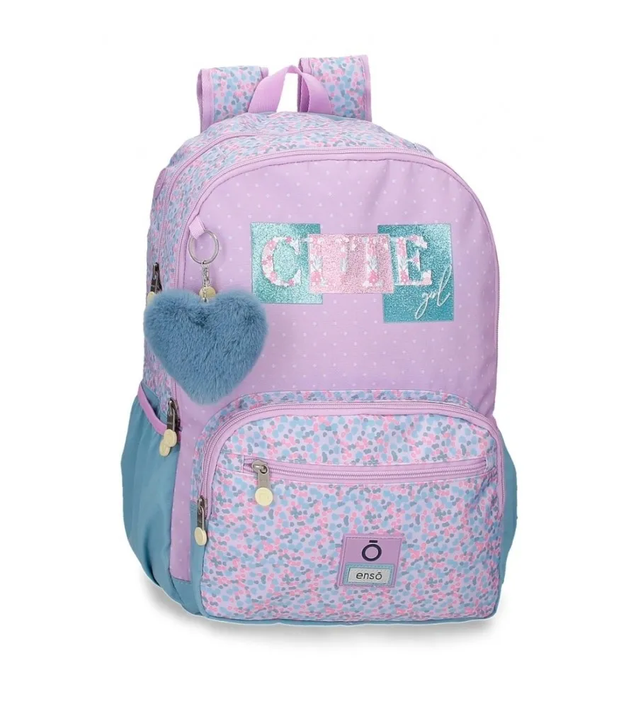 MOCHILA ENSO CUTE GIRL DOBLE COMPARTIMENTO LILA 32X44X17CM